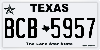 TX license plate BCB5957