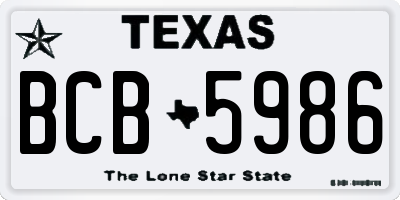 TX license plate BCB5986