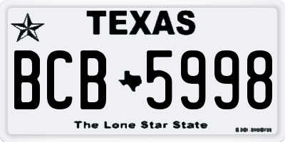 TX license plate BCB5998