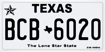 TX license plate BCB6020