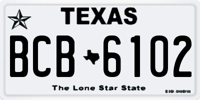 TX license plate BCB6102