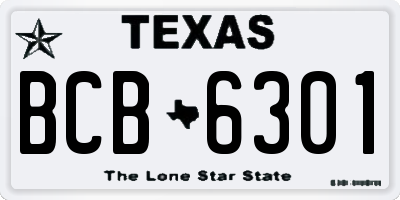 TX license plate BCB6301