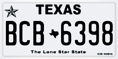 TX license plate BCB6398