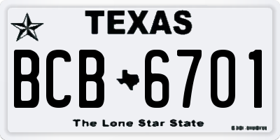 TX license plate BCB6701