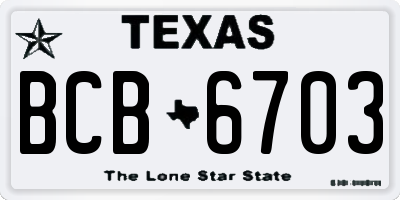 TX license plate BCB6703