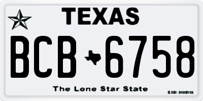 TX license plate BCB6758