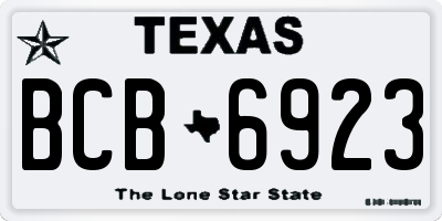 TX license plate BCB6923