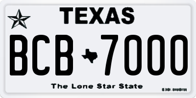 TX license plate BCB7000