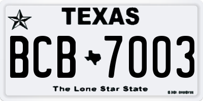 TX license plate BCB7003