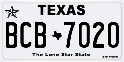 TX license plate BCB7020