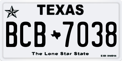 TX license plate BCB7038