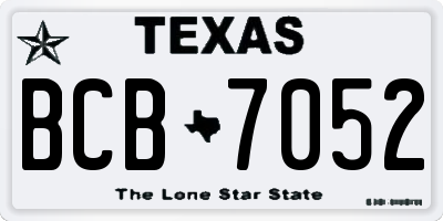 TX license plate BCB7052