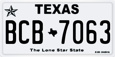 TX license plate BCB7063