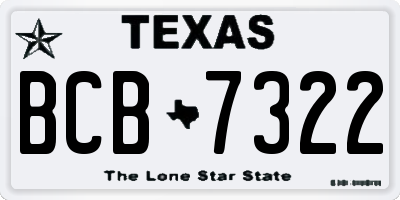 TX license plate BCB7322