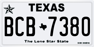 TX license plate BCB7380