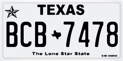 TX license plate BCB7478