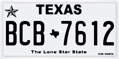 TX license plate BCB7612