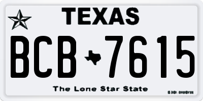 TX license plate BCB7615