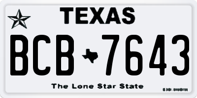TX license plate BCB7643