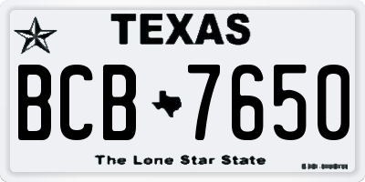 TX license plate BCB7650