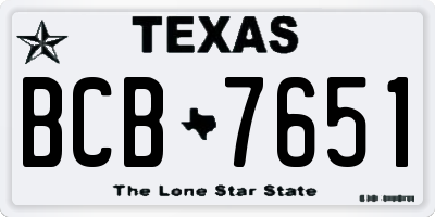 TX license plate BCB7651