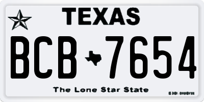 TX license plate BCB7654