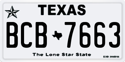 TX license plate BCB7663