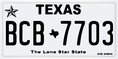 TX license plate BCB7703