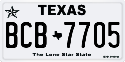 TX license plate BCB7705