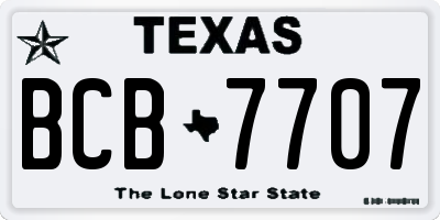 TX license plate BCB7707