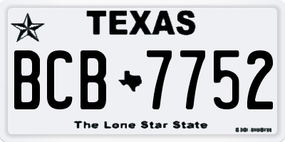 TX license plate BCB7752