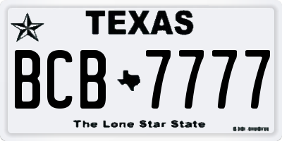 TX license plate BCB7777