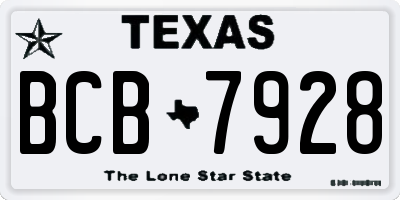 TX license plate BCB7928