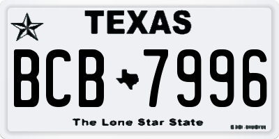 TX license plate BCB7996