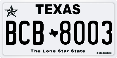 TX license plate BCB8003