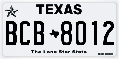 TX license plate BCB8012