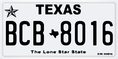 TX license plate BCB8016