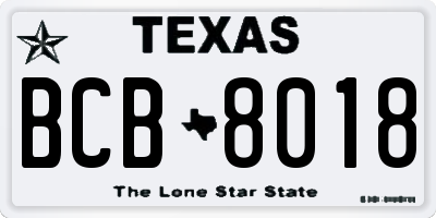 TX license plate BCB8018