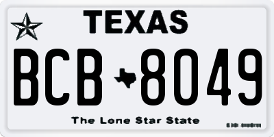 TX license plate BCB8049
