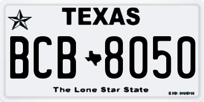 TX license plate BCB8050