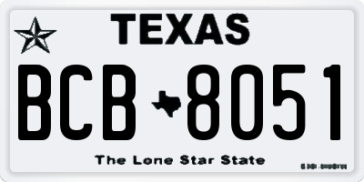 TX license plate BCB8051