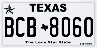 TX license plate BCB8060