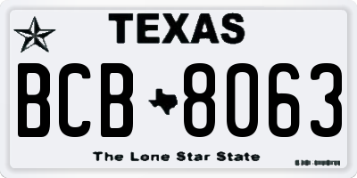 TX license plate BCB8063
