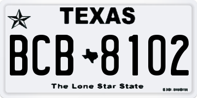 TX license plate BCB8102
