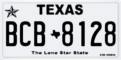 TX license plate BCB8128