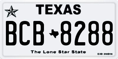 TX license plate BCB8288