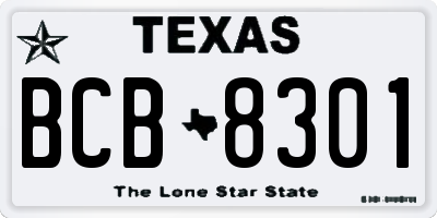 TX license plate BCB8301