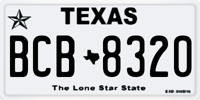 TX license plate BCB8320