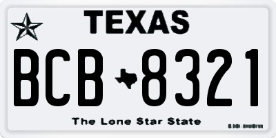 TX license plate BCB8321
