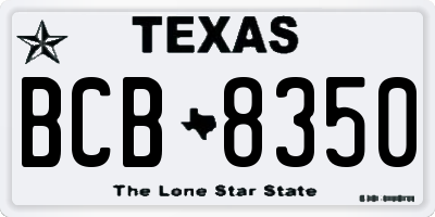 TX license plate BCB8350